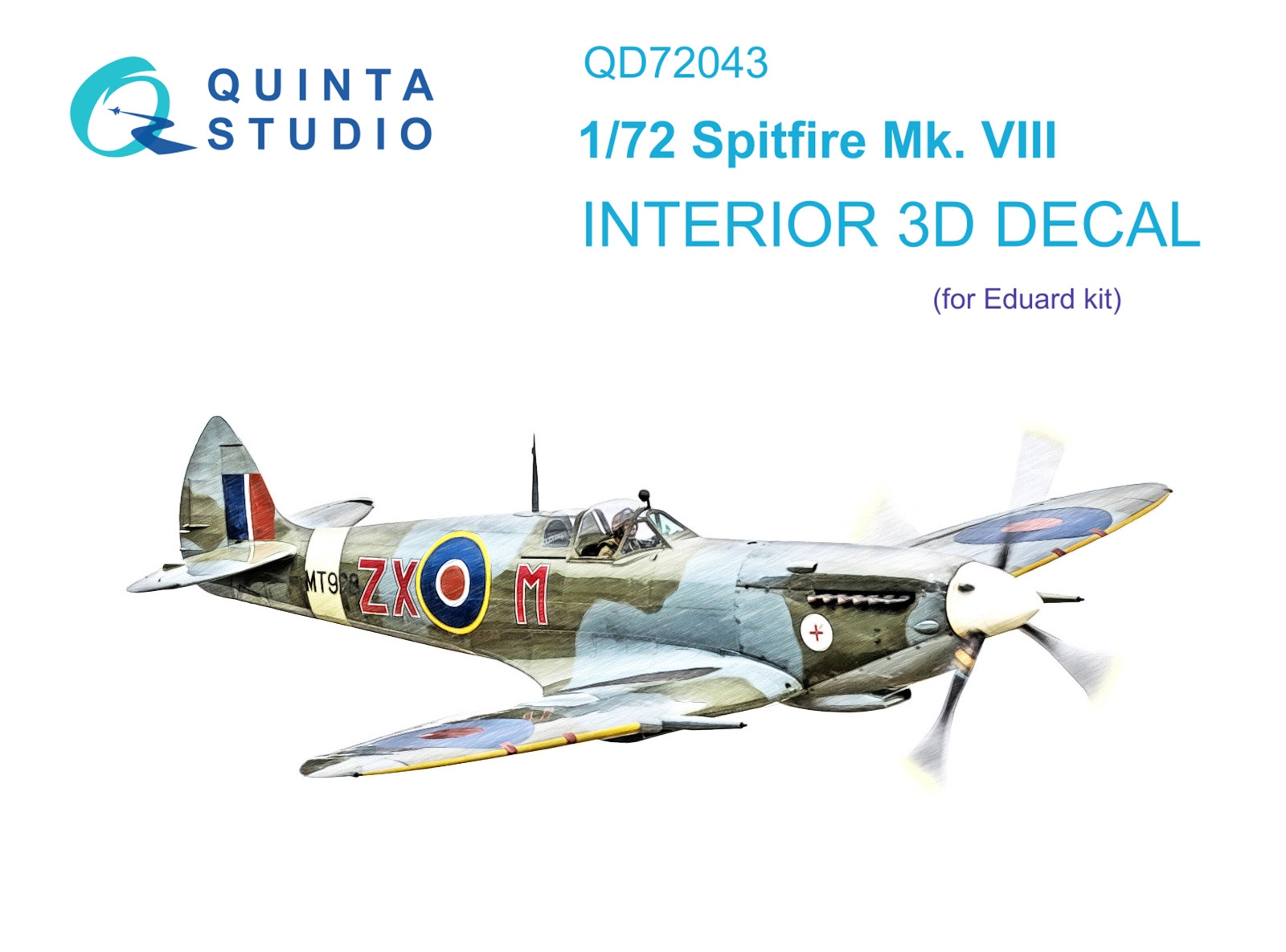 Quinta Studio 1/72 Spitfire Mk. VIII 3D Interior decal #72043 (for Eduard Kit)